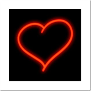 Neon Red Heart Posters and Art